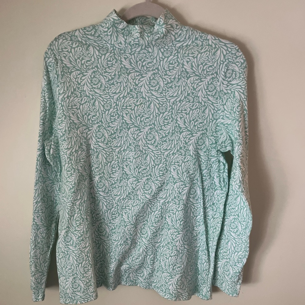 Croft & Barrow Mint Green Paisley Patterned LS Crewneck Top Size Lg